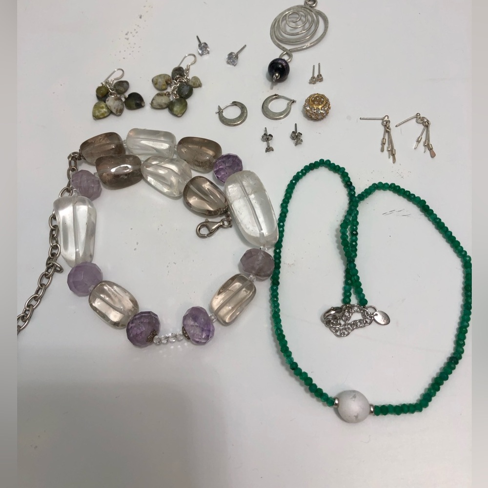 Beaded Necklaces Lot Sterling Silver Clasp With Earrings